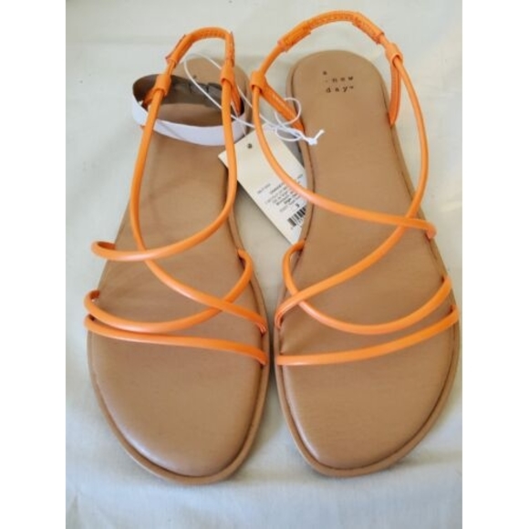 Women's Orange Sierra Strappy Sandals - A New Day Size 9 - Picture 3 of 6